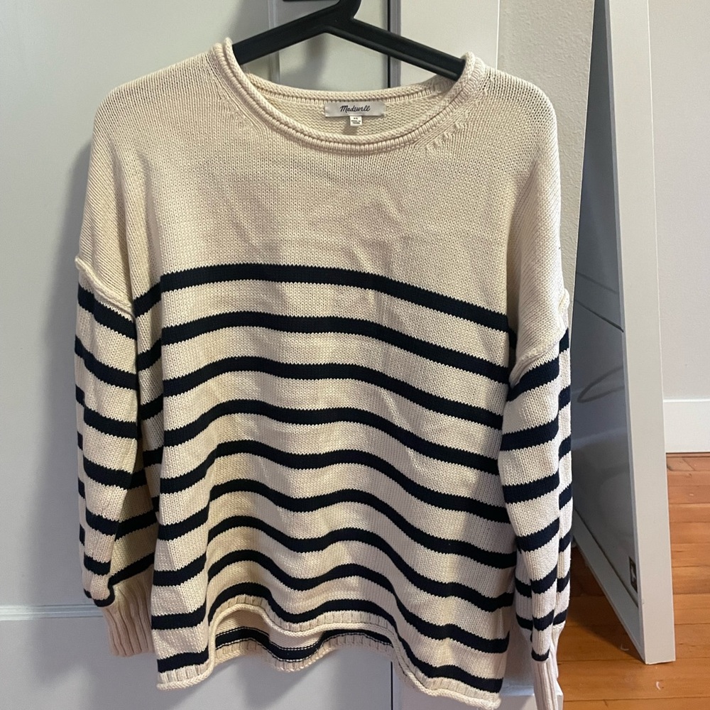 Madewell Cream Striped Sweater